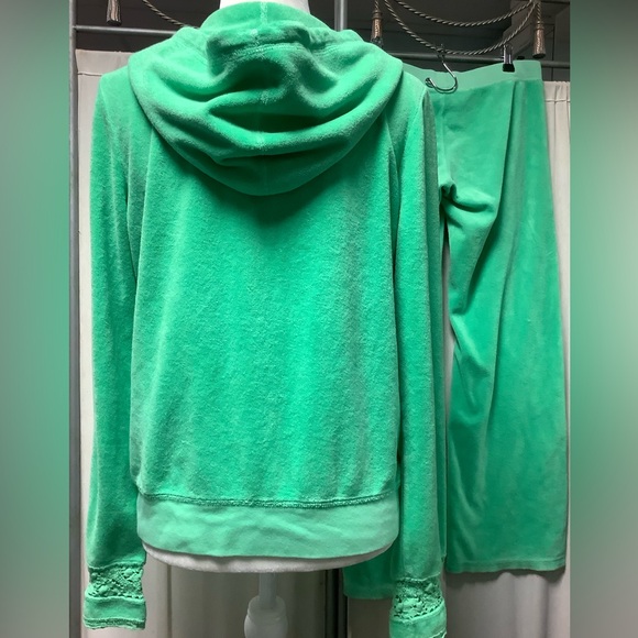 Juicy Couture Terry pants 32 x 30 crochet trim zip up hoodie tracksuit - Picture 2 of 16